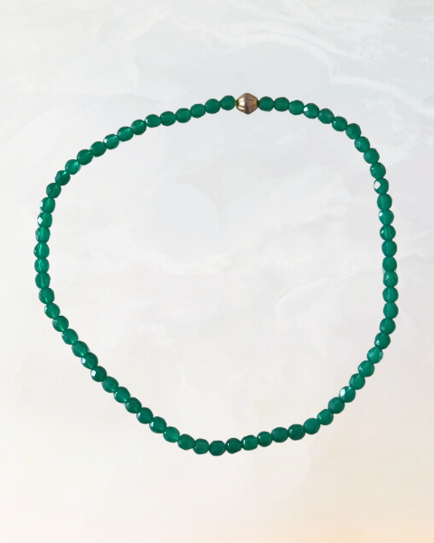 Grøn agat, armbånd, elastik, ædelssten, forgyldt, halvædelsten, håndlavede smykker, håndlavet smykke